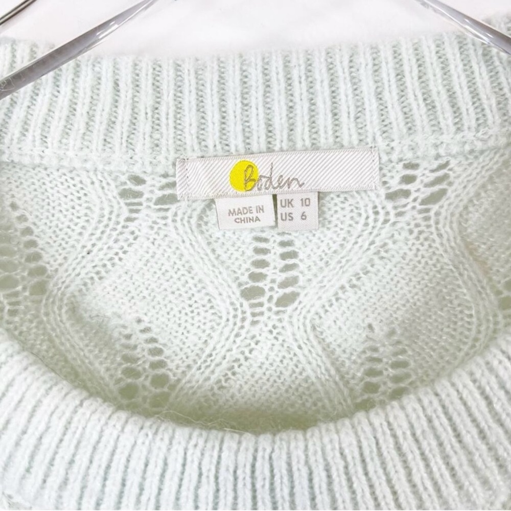 Boden Pointelle Fluffy Knit Sweater 6 Blue - Picture 3 of 5